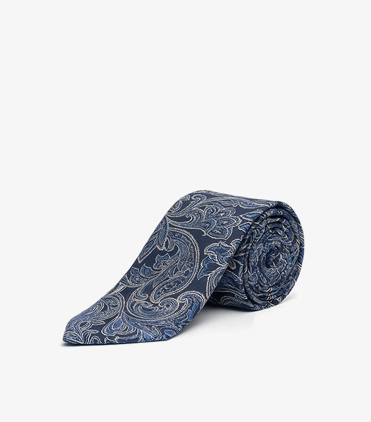 TOMMY HILFIGER MEN'S NAVY BLUE TONAL PAISLEY TIE