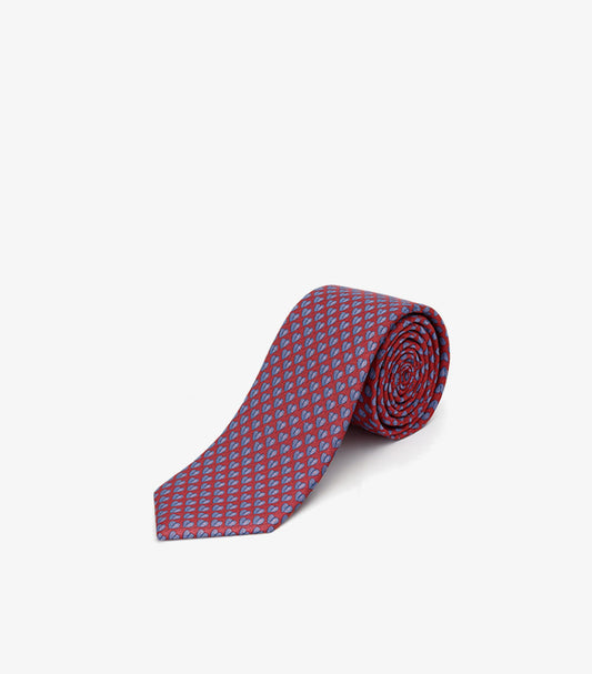 HERMES MEN’S RED SILK HEART-PATTERN TIE