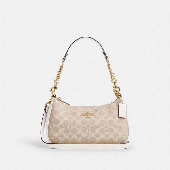 Coach Teri Shoulder Bag in Signature Canvas Front View