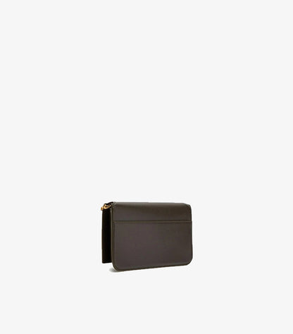 SAINT LAURENT GRAY LOGO SAFFIANO LEATHER CLUTCH