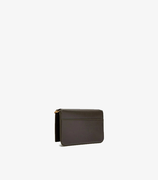 SAINT LAURENT GRAY LOGO SAFFIANO LEATHER CLUTCH