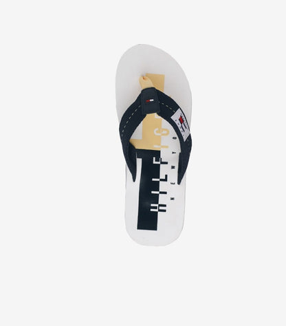 TOMMY HILFIGER WHITE & NAVY PRINTED FLIP FLOP