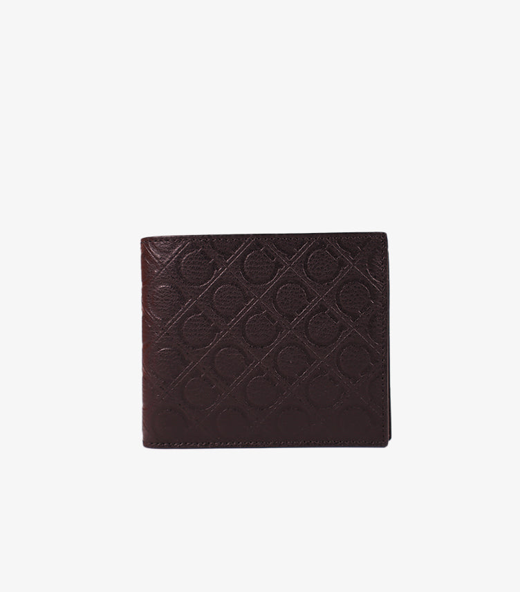 FERRAGAMO MEN’S GANCINI EMBOSSED LEATHER BIFOLD LARGE WALLET