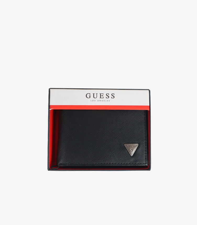 GUESS MEN’S SAFFIANO LEATHER SLIM BIFOLD WALLET