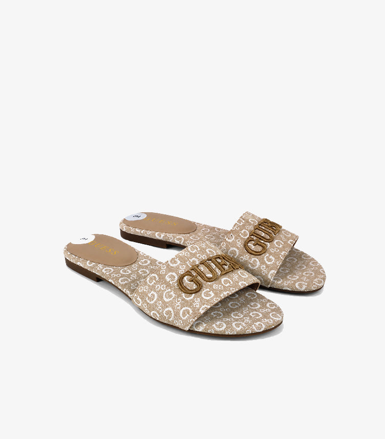 GUESS MONOGRAM SLIDE SANDALS