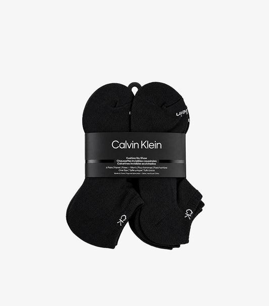 Calvin Klein six-pair pack of black cushioned no-show socks with contrasting CK logo details