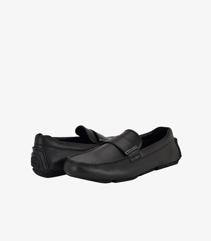CALVIN KLEIN MEN’S CLASSIC BLACK LEATHER LOAFERS