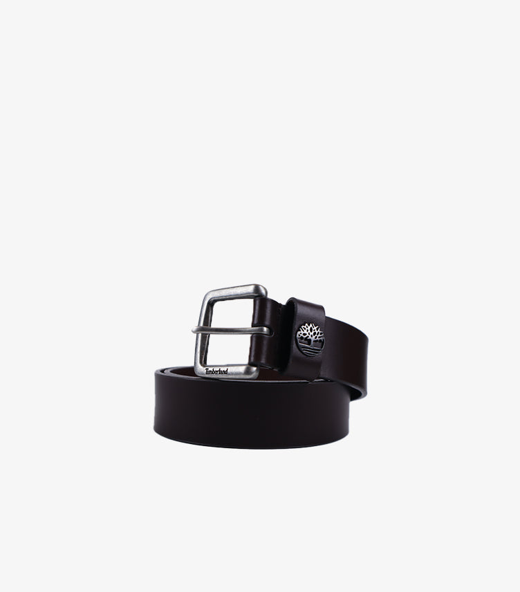 TIMBERLAND MEN’S CLASSIC LEATHER LOGO STUD BELT