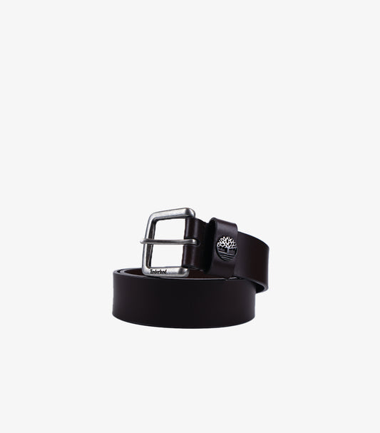 TIMBERLAND MEN’S CLASSIC LEATHER LOGO STUD BELT
