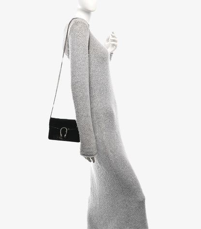 GUCCI CRINKLED PATENT MINI DIONYSUS SHOULDER BAG BLACK