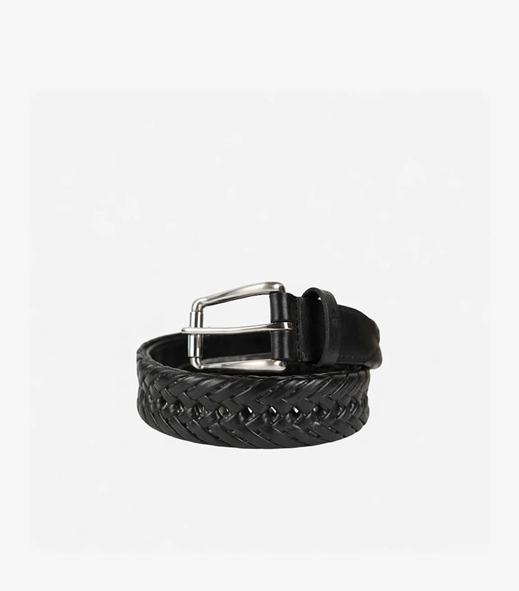 TOMMY HILFIGER BRAIDED LEATHER BELT – BLACK