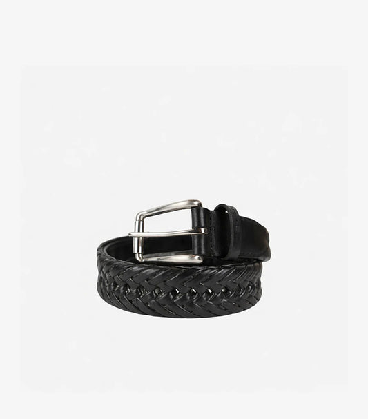 TOMMY HILFIGER BRAIDED LEATHER BELT – BLACK