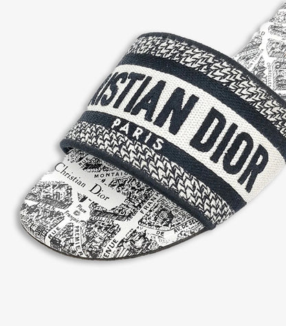 CHRISTIAN DIOR WHITE BLACK DWAY SLIDE