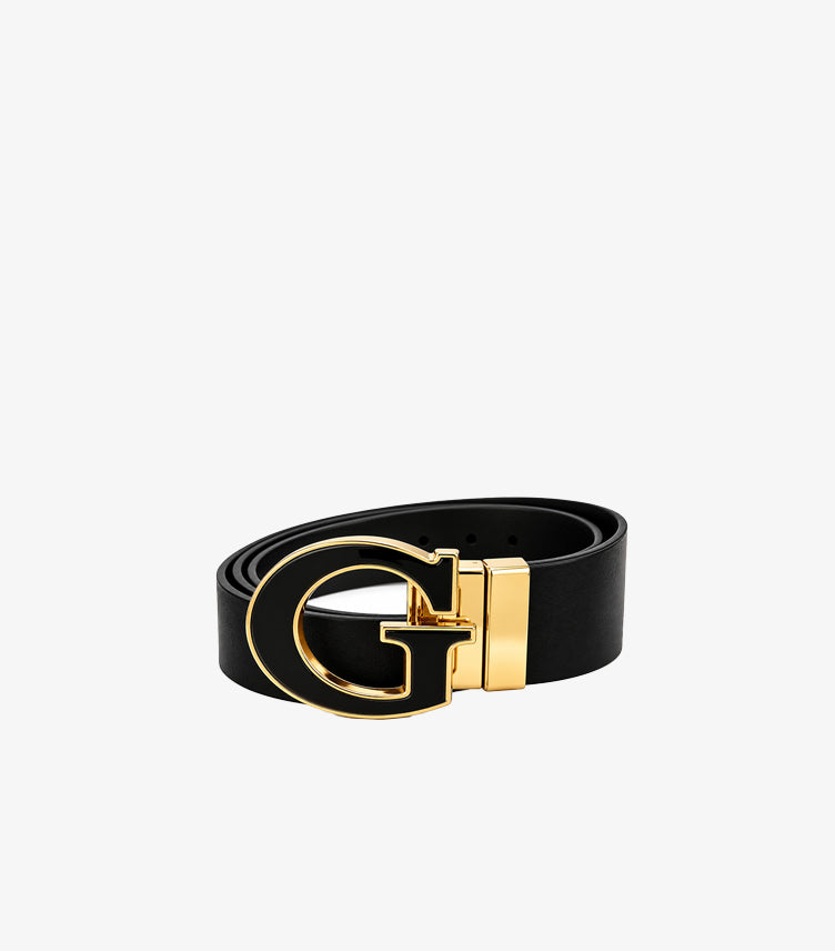 Guess women's reversible G logo designer belt with oversized statement buckle and smooth adjustable strap