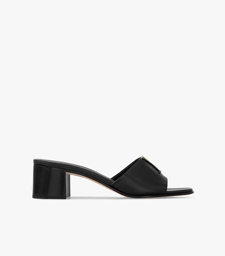 LOUIS VUITTON LV LOGO BLOCK HEEL MULES – BLACK