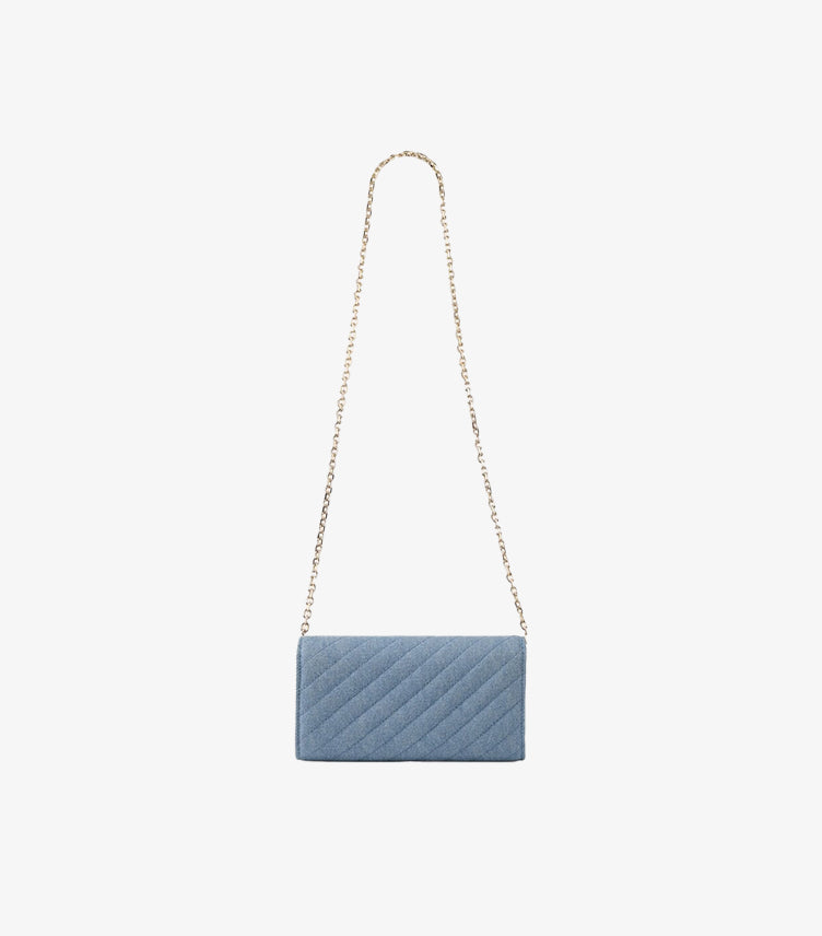 Jimmy Choo Curve Wallet on Chain Muted Blue luxury designer wallet back view
