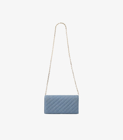 Jimmy Choo Curve Wallet on Chain Muted Blue luxury designer wallet back view