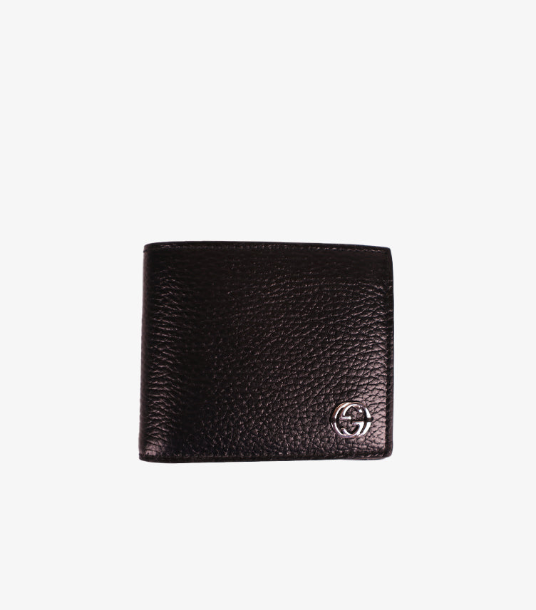 GUCCI INTERLOCKING G TEXTURED LEATHER BIFOLD WALLET
