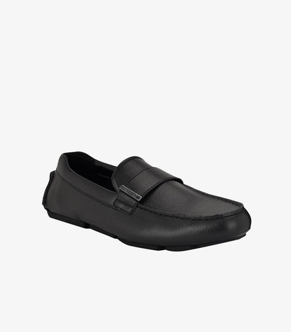 CALVIN KLEIN MEN’S CLASSIC BLACK LEATHER LOAFERS