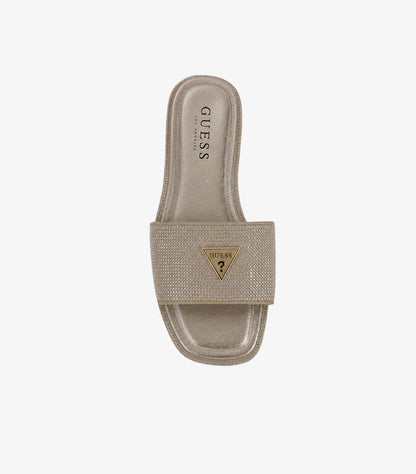 GUESS RHINESTONE LOGO SLIDE SANDALS