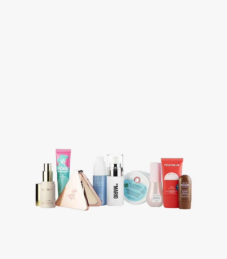 Nine Sephora Favorites Prep & Set beauty products from Benefit, LYS, Summer Fridays, Makeup by Mario and Tower 28