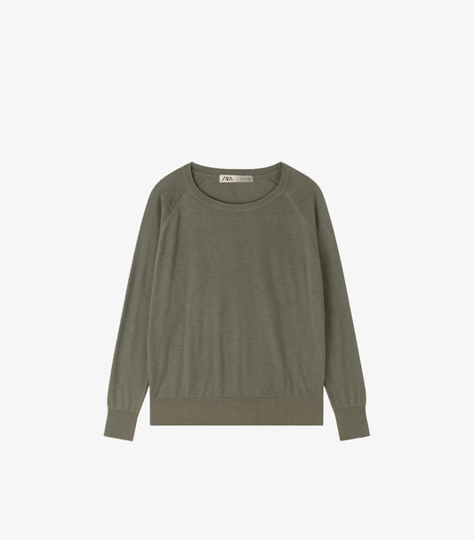 ZARA PLAIN OLIVE GREEN SWATSHIRT