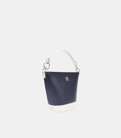 TOMMY HILFIGER WOMEN’S BUCKET SHOULDER BAG – NAVY & WHITE COLOR-BLOCK
