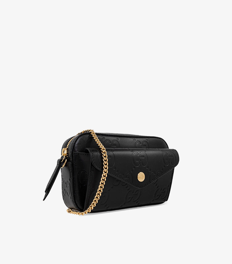 GUCCI BLACK ‘GG SUPER MINI’ SHOULDER BAG