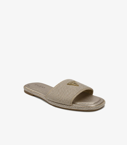 GUESS RHINESTONE LOGO SLIDE SANDALS