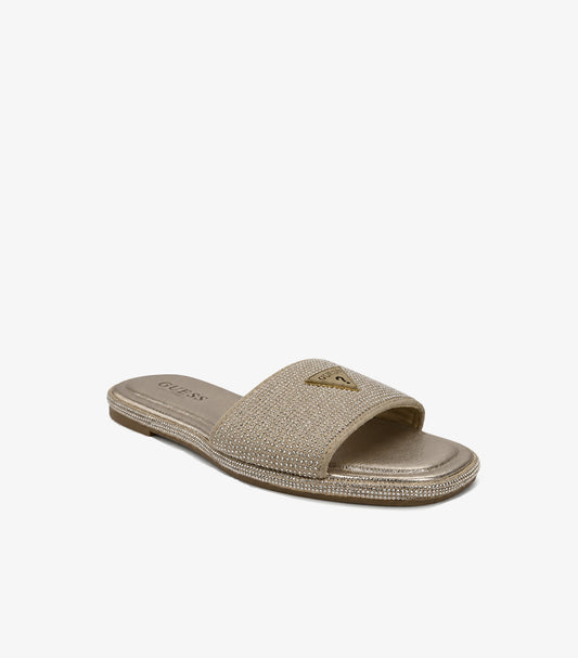GUESS RHINESTONE LOGO SLIDE SANDALS