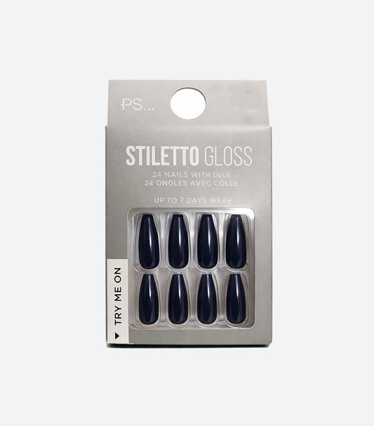 PRIMARK PS… STILETTO GLOSS PRESS-ON NAILS – NAVY BLUE