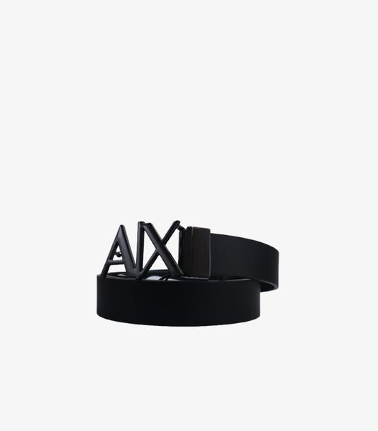 ARMANI EXCHANGE MEN’S SILVER LOGO BUCKLE BELT