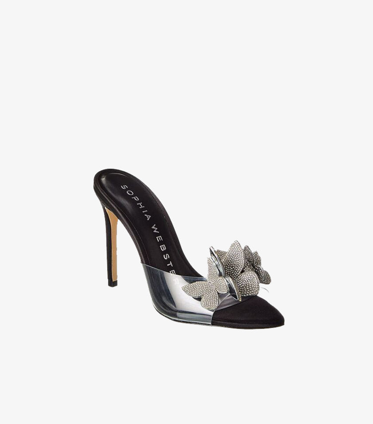 SOPHIA WEBSTER CRYSTAL BUTTERFLY PVC STILETTO HEEL – BLACK