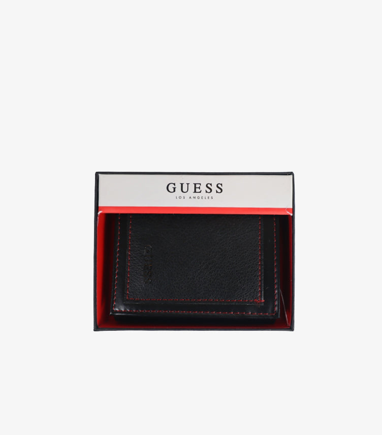 GUESS MEN’S SAFFIANO BIFOLD WALLET WITH TRIANGLE LOGO