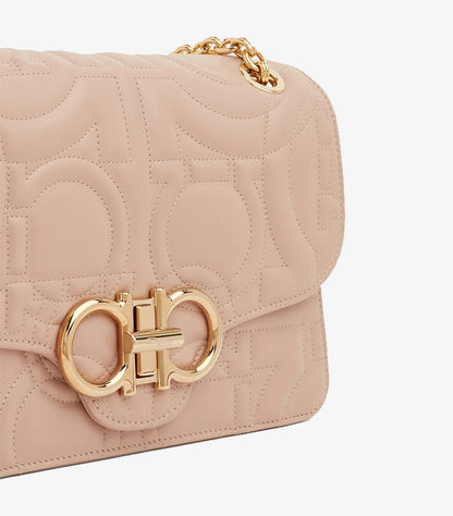 Ferragamo Gancini Quilted Bag – close-up of iconic double-Gancini gold-tone clasp and quilted leather detail | A&B Imported UK
