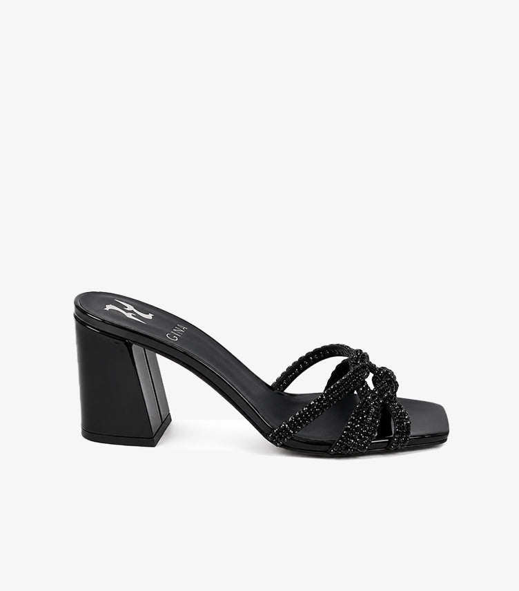 GINA CRYSTAL EMBELLISHED BLOCK HEEL