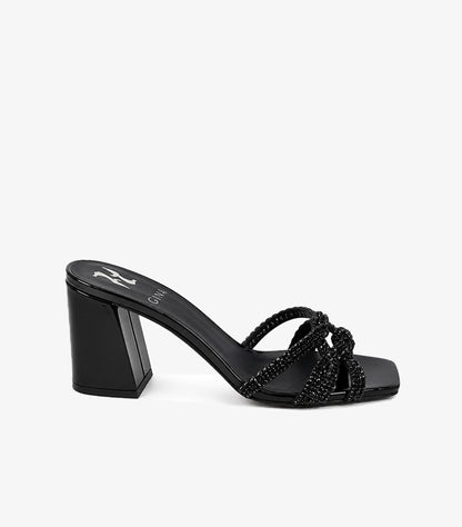 GINA CRYSTAL EMBELLISHED BLOCK HEEL