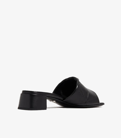 Prada Quilted Leather Mule Heels Back Side Profile View