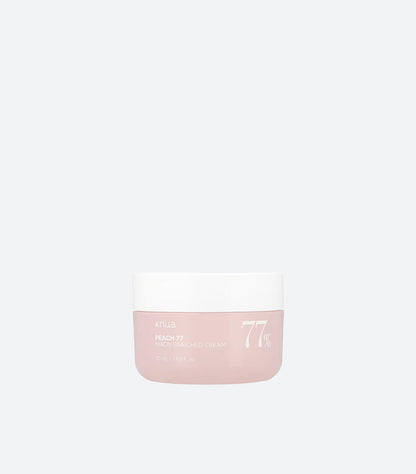 Anua Peach 77 Niacin Enriched Cream 50ml Soft Blush Pink Glass Jar with White Lid – 77% Peach Extract Niacinamide K-Beauty Korean Brightening Hydrating Moisturiser Product Front View