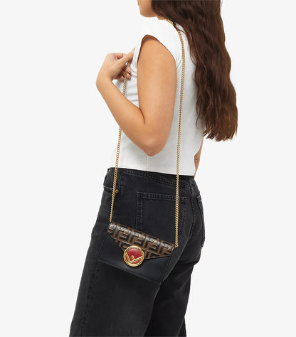 FENDI F IS FENDI WALLET ON CHAIN IN FF EMBOSSED LEATHER