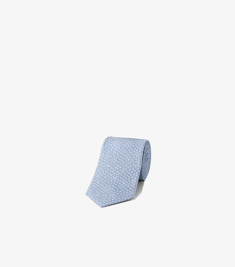 TOMMY HILFIGER LIGHT BLUE PATTERNED SILK TIE