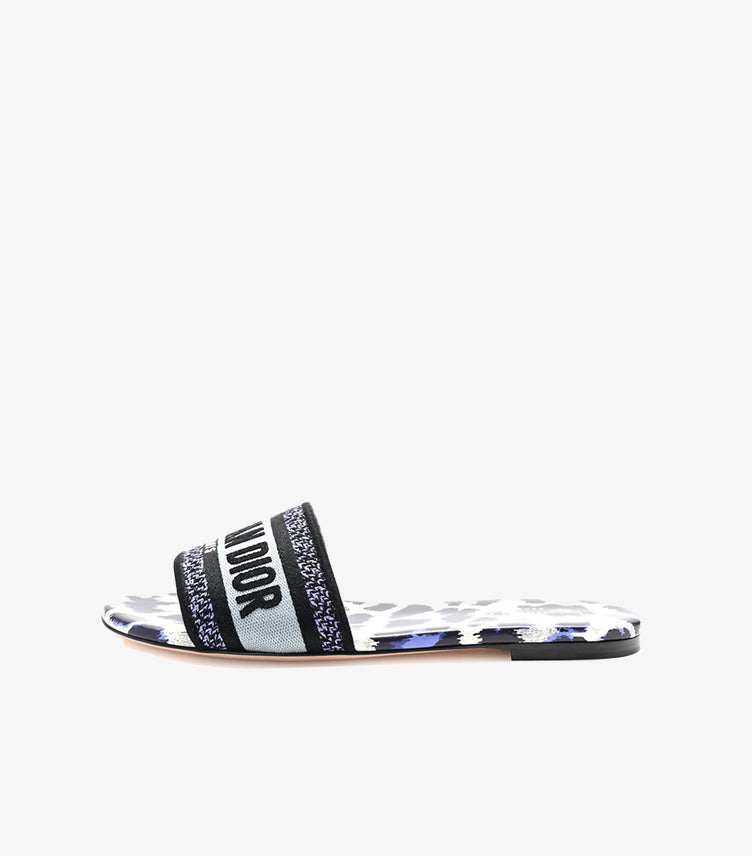 CHRISTIAN DIOR CANVAS MIZZA EMBROIDERED DWAY MULES SLIDE