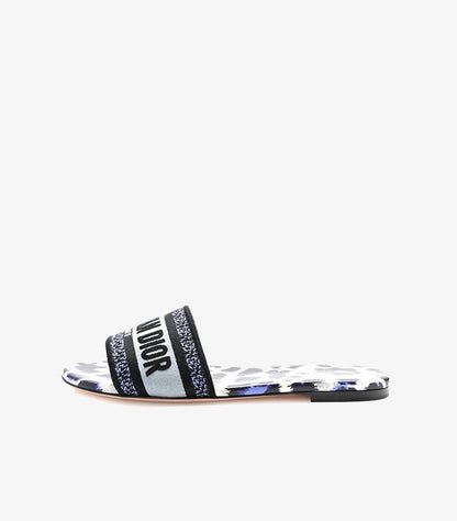 CHRISTIAN DIOR CANVAS MIZZA EMBROIDERED DWAY MULES SLIDE