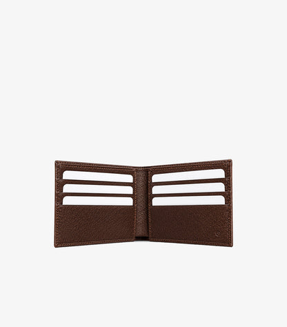 Gucci GG Supreme bifold wallet open interior showing six card slots and leather-lined compartments