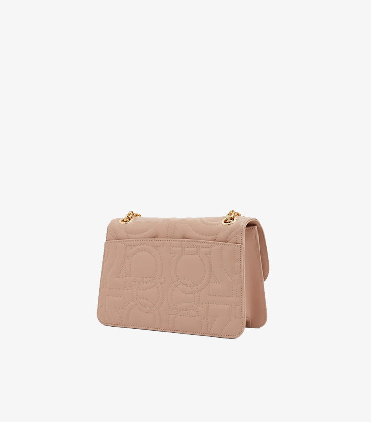 Ferragamo Gancini Quilted Bag Nude Blush – back view showing all-over Gancini monogram quilting | A&B Imported UK