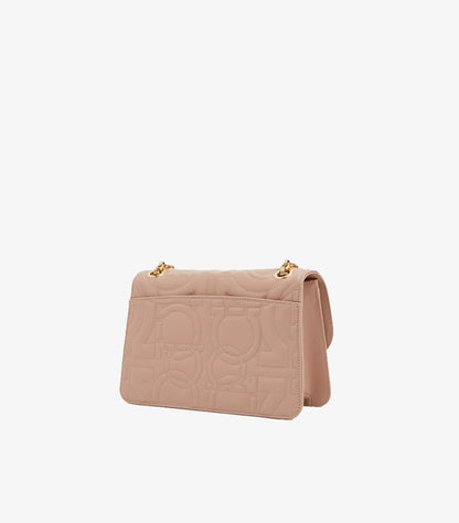 Ferragamo Gancini Quilted Bag Nude Blush – back view showing all-over Gancini monogram quilting | A&B Imported UK