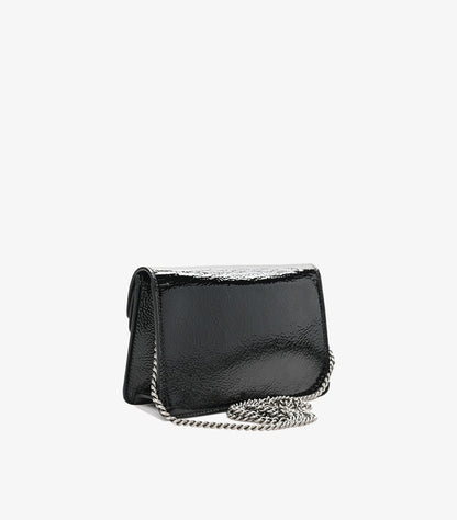 GUCCI CRINKLED PATENT MINI DIONYSUS SHOULDER BAG BLACK