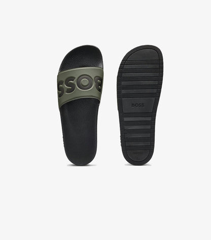 BOSS ITALIAN-MADE SLIDES WITH LARGE LOGO