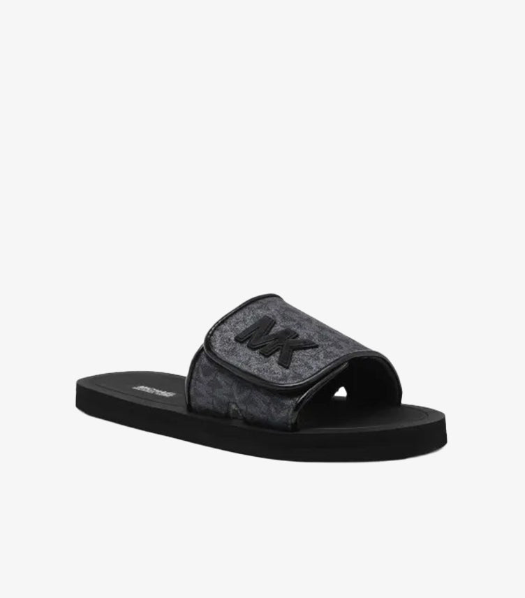 MICHAEL KORS WOMEN’S BLACK LOGO SLIDES