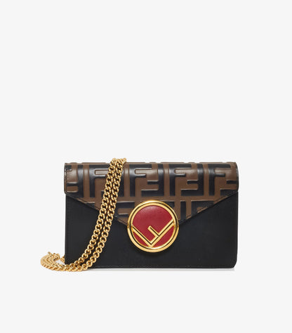 FENDI F IS FENDI WALLET ON CHAIN IN FF EMBOSSED LEATHER